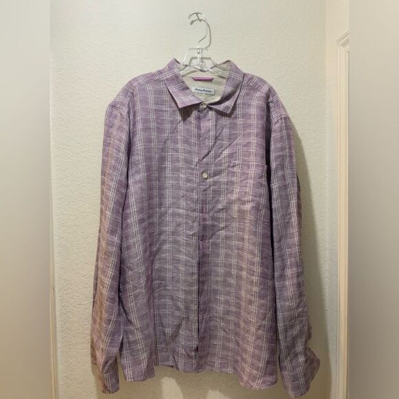 Tommy Bahama Other - NWTOT Tommy Bahama 100% linen shirt plaid purple white XL